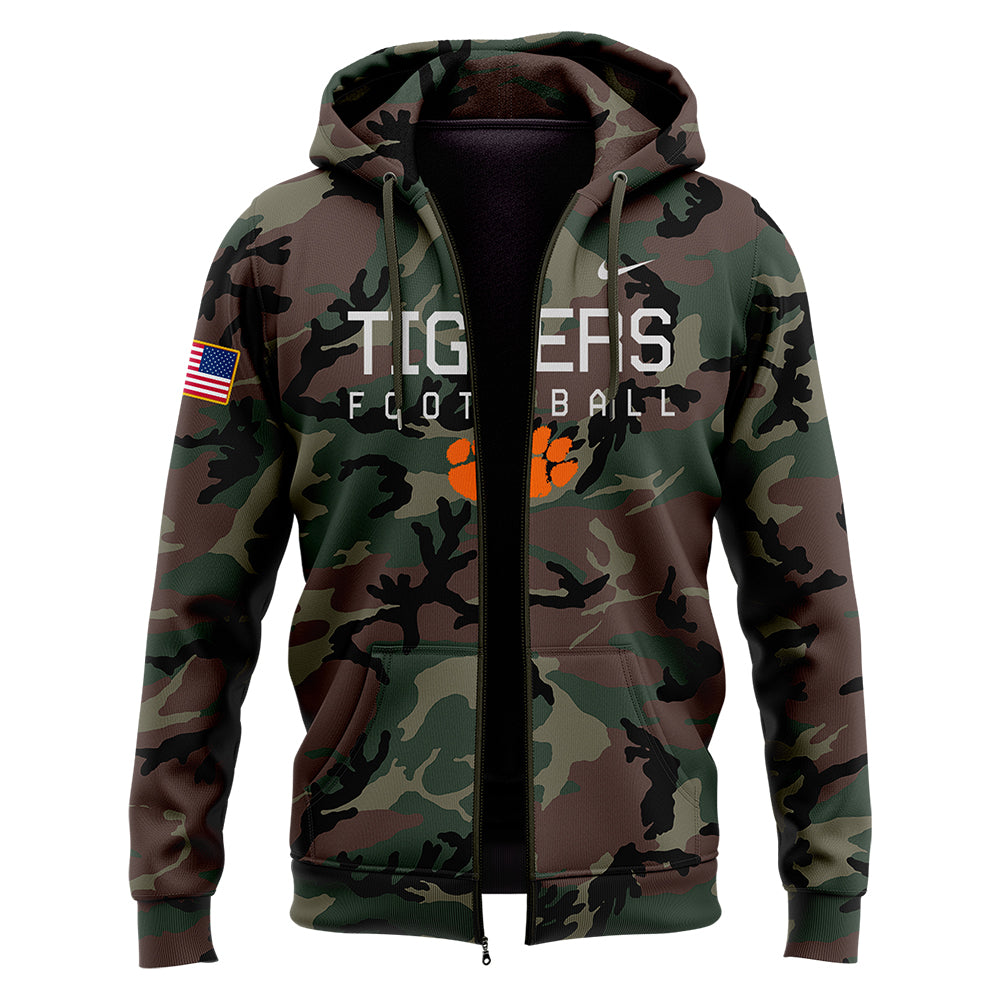 Special 2024 Military Appreciation Clemson Tigers Football Zip Hoodie