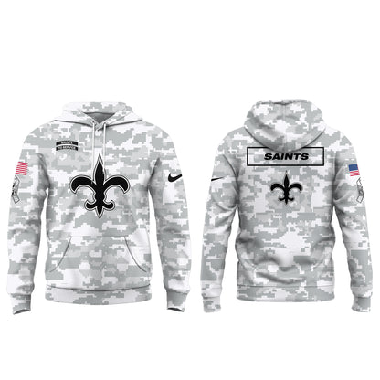 New Orleans Saints 2024 Salute to Service Club Fleece Pullover Hoodie