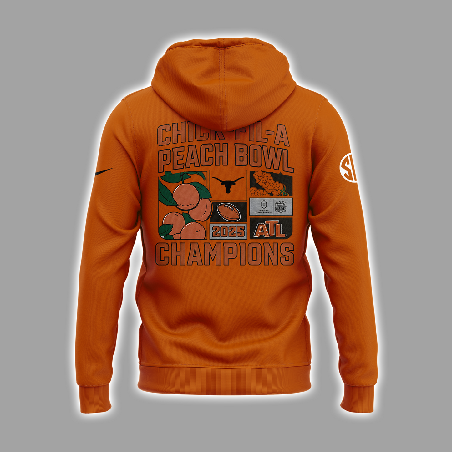 Limited Edition Texas Longhorns College Football Playoff 2025 Peach Bowl Champions Hoodie