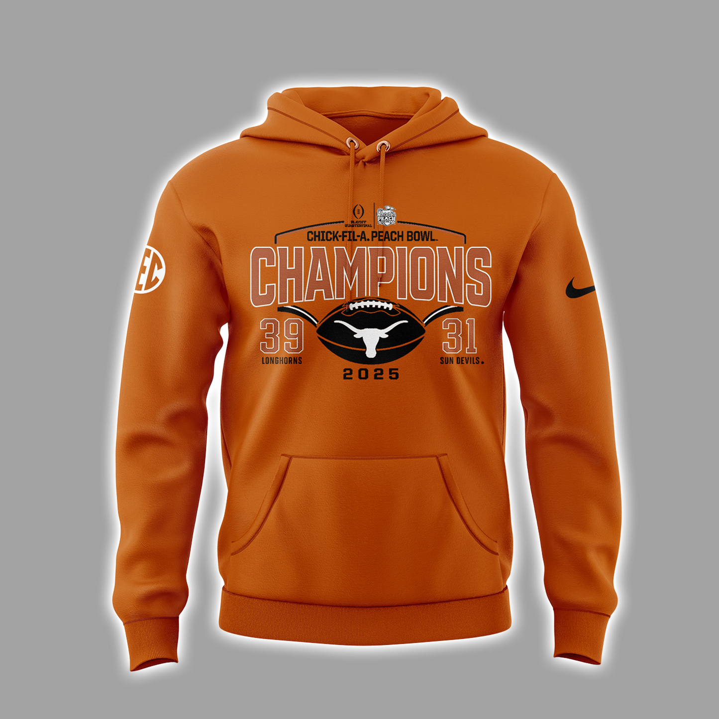 Limited Edition Texas Longhorns College Football Playoff 2025 Peach Bowl Champions Hoodie