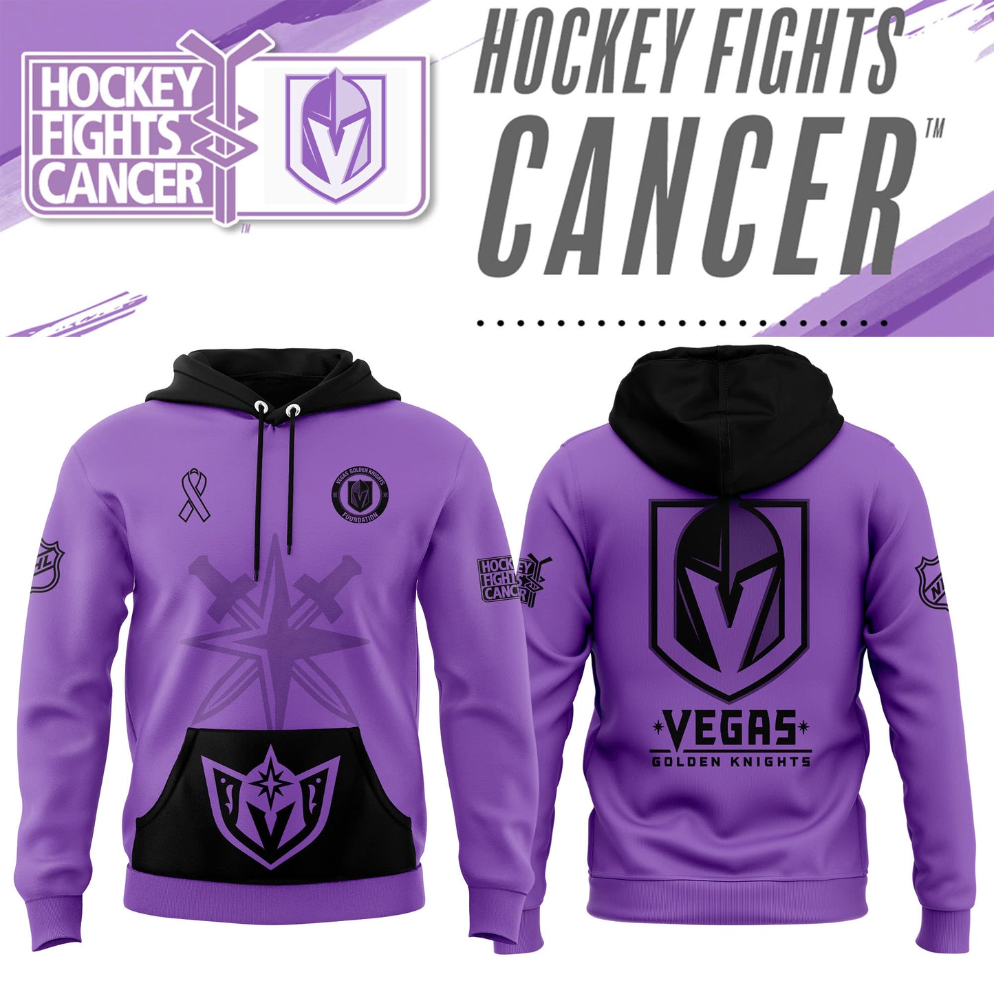 Vegas Golden Knights 2024 Hockey Fights Cancer Limited Pullover Hoodie