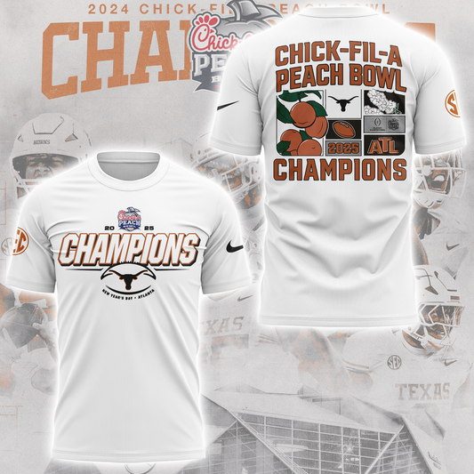 Limited Edition Texas Longhorns College Football Playoff 2025 Peach Bowl Champions TShirt