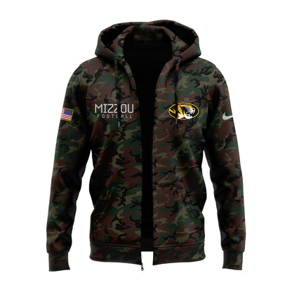 Limited Edition 2024 Military Appreciation Missouri Tigers football Zip Hoodie