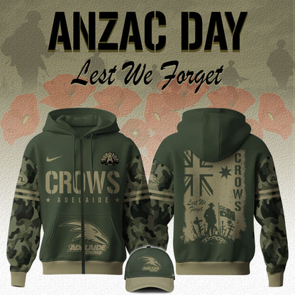 Adelaide Crows AFL x Anzac Day Limited Edition Zip Hoodie 2025