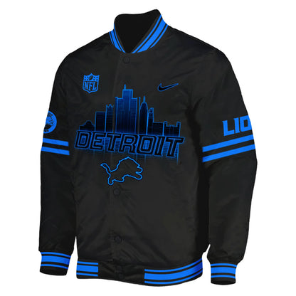 Detroit Lions Back In Black NFL Limited Edition Bomber 2024