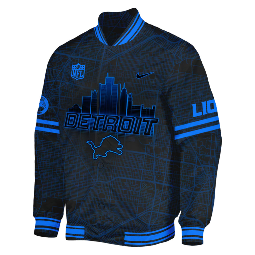 Detroit Lions Back In Black NFL Limited Edition Bomber 2024