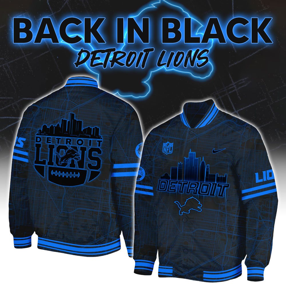 Detroit Lions Back In Black NFL Limited Edition Bomber 2024