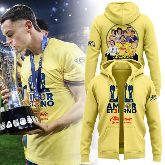 🏆🏆🏆  𝐀𝐌𝐎𝐑 𝐄𝐓𝟑𝐑𝐍𝐎 Grand3sDeCorazón Club América Zip Hoodie