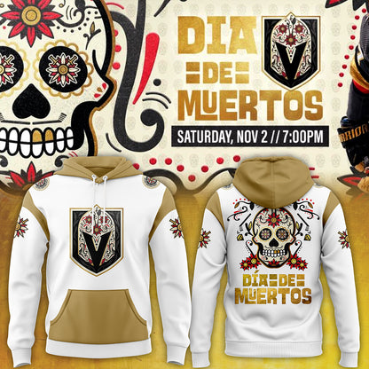 Vegas Golden Knights Dia De Los Muertos 2024 Pullover Hoodie