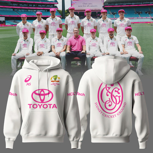 Australian Team in Pink Jersey with Glenn McGrath Hoodie Editions Limied