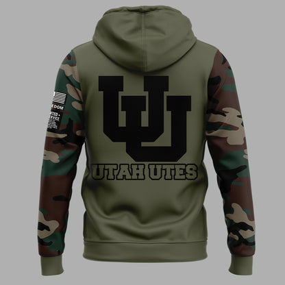 Limited Edition Men’s Utah Utes Football Thyme Freedom Fleece Hoodie 2024