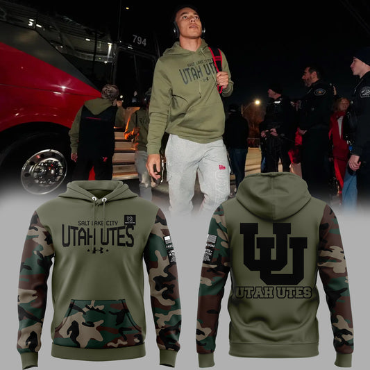 Limited Edition Men’s Utah Utes Football Thyme Freedom Fleece Hoodie 2024