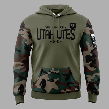 Limited Edition Men’s Utah Utes Football Thyme Freedom Fleece Hoodie 2024