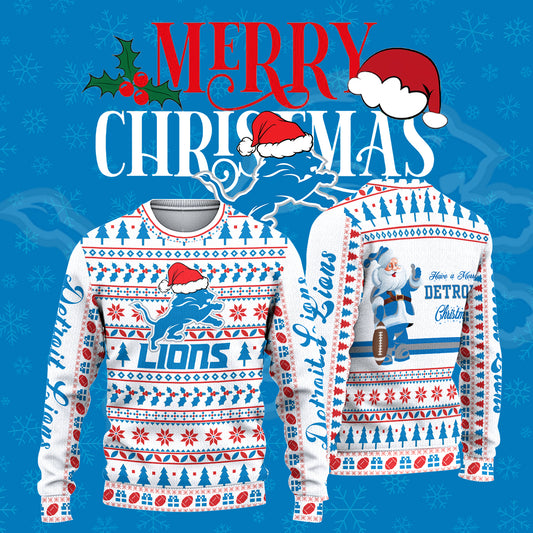 Detroit Lions Merry Christmas 2024 Knitted Sweater