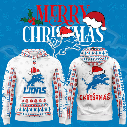 Detroit Lions Christmas 2024 Hoodie x Bobble Hat