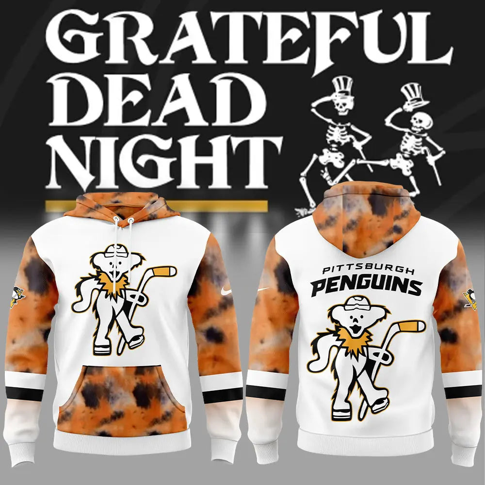 Limited Edition Pittsburgh Penguins Grateful Dead Night White Hoodie