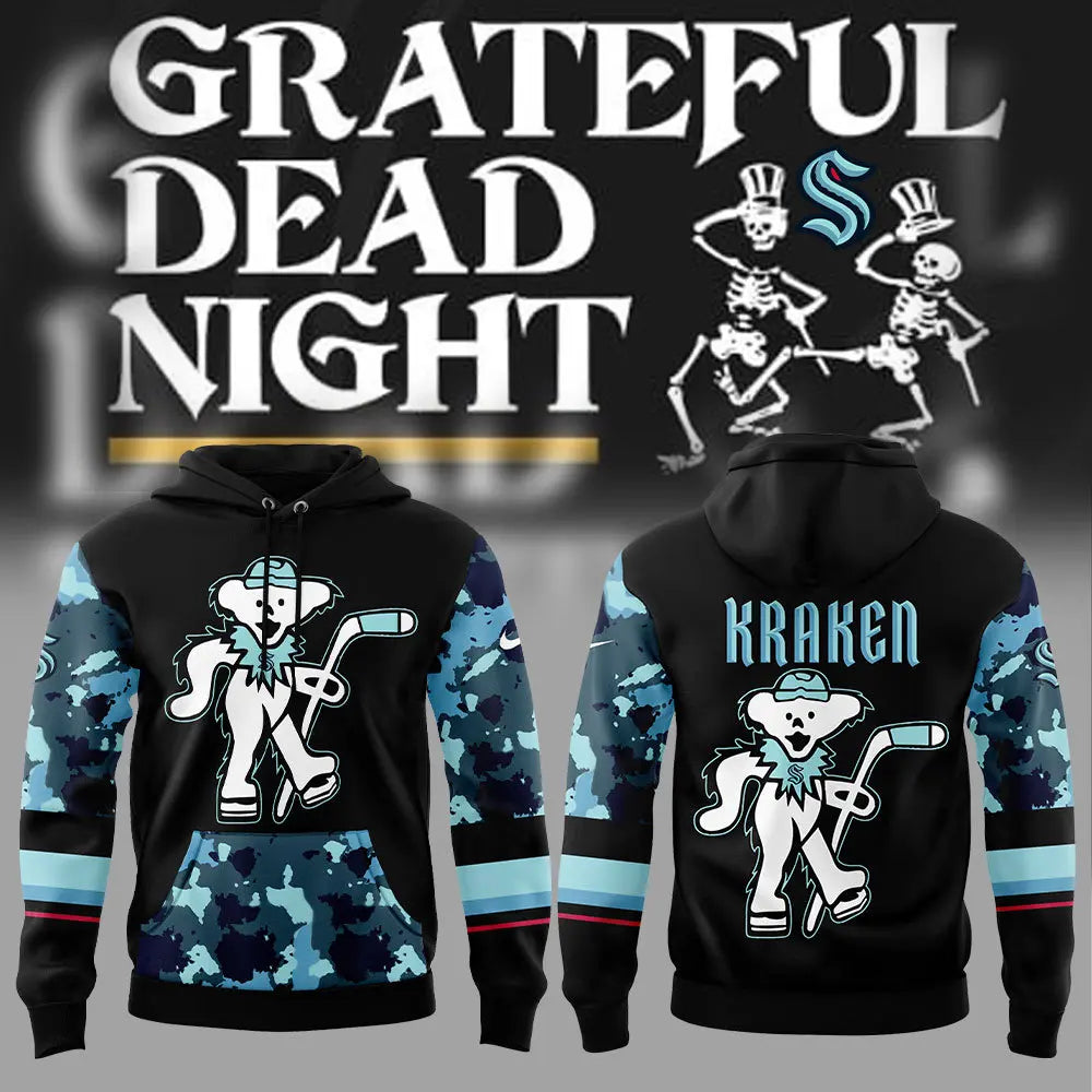 Limited Edition Seattle Kraken Grateful Dead Night Hoodie