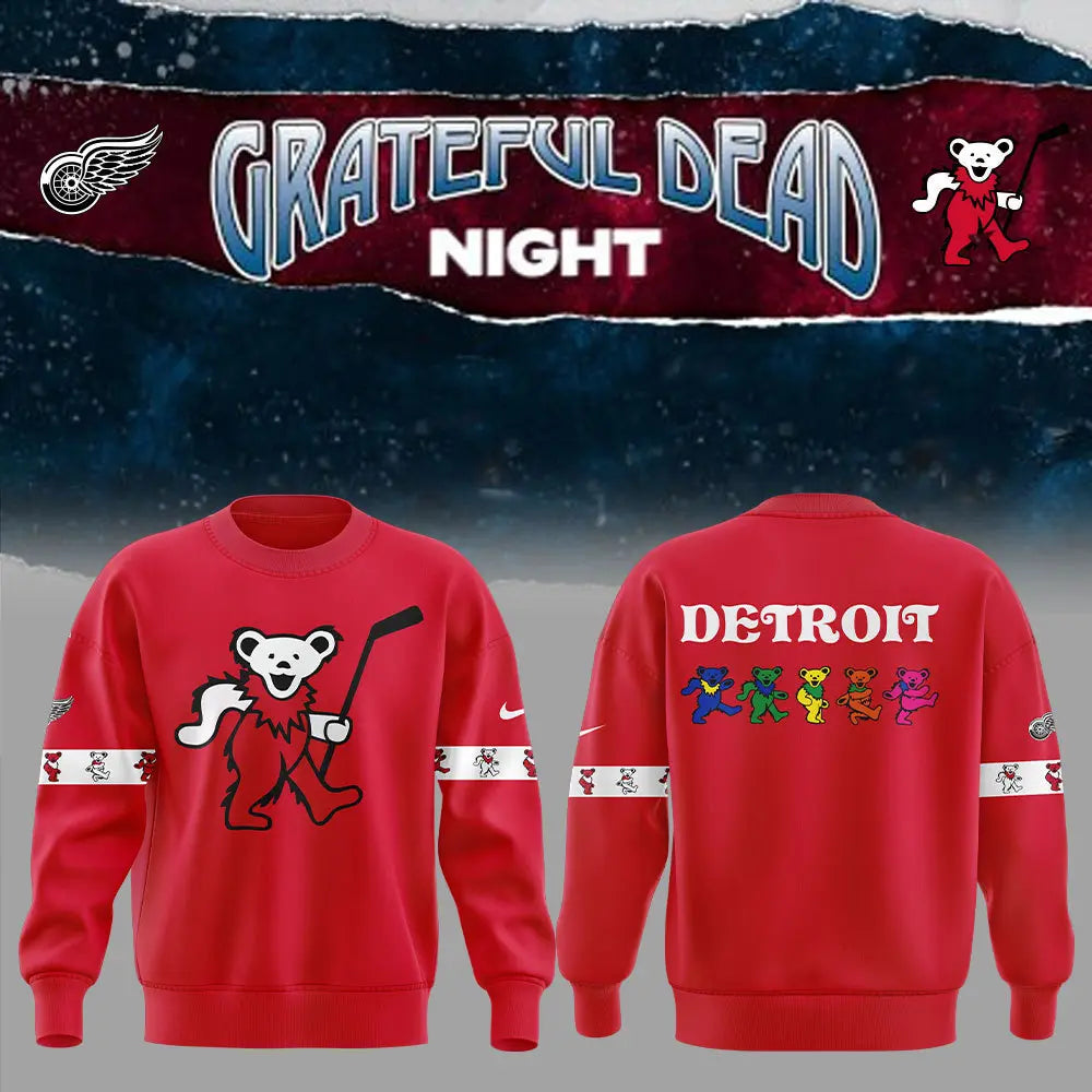 Limited Edition Detroit Red Wings Grateful Dead Night Sweatshirt