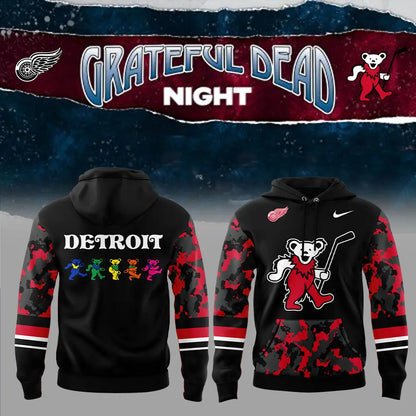 Limited Edition Detroit Red Wings Grateful Dead Night Hoodie