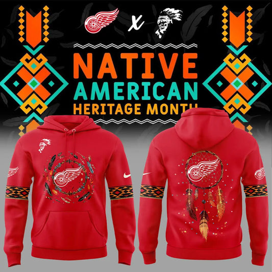 Limited Edition Detroit Red Wings Native American Heritage Month Hoodie