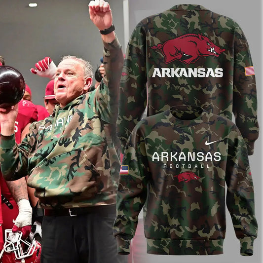 Arkansas Razorbacks Football Coach “Sam Pittman” Camo Sweatshirt