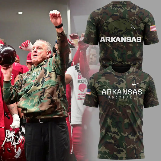 Arkansas Razorbacks Football Coach “Sam Pittman” Camo Tshirt