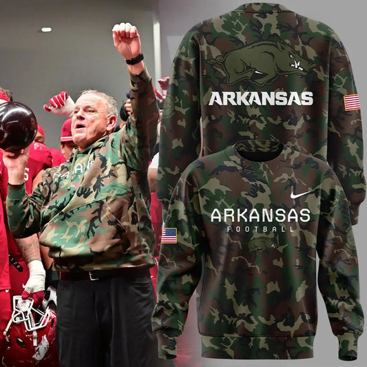 Arkansas Razorbacks Football Coach “Sam Pittman” Camo Sweatshirt