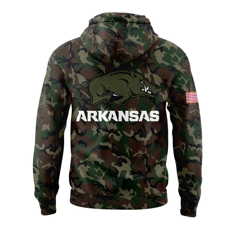 Arkansas Razorback Football Coach “Sam Pittman” Camo Hoodie