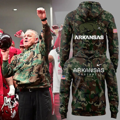 Arkansas Razorback Football Coach “Sam Pittman” Camo Hoodie