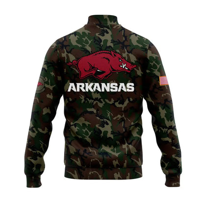 Arkansas Razorbacks Football Coach “Sam Pittman” Camo Bomber Jacket