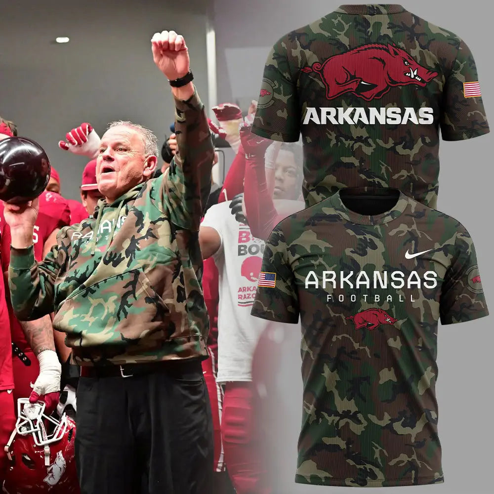 Arkansas Razorbacks Football Coach “Sam Pittman” Camo Tshirt