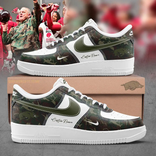 Arkansas Razorbacks Camo Custom Name  AF1 New Shoes