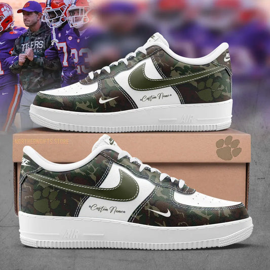 Clemson Football Camo Custom Name AF1 New Shoes