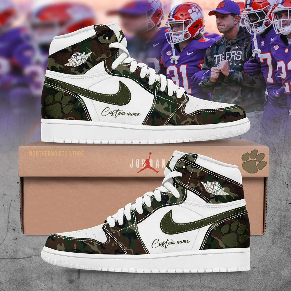 Clemson Football Camo Custom Name JD1 New Shoes