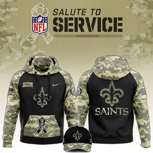 New Orleans Saints 2024 Salute to Service Club Limited Edition Camo Hoodie