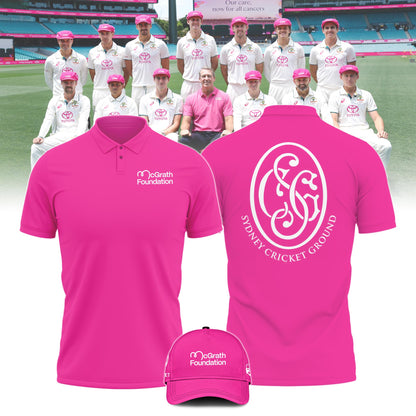 Cricket Team Australia National Shirt Pink Polo Breast Cancer Glenn McGrath