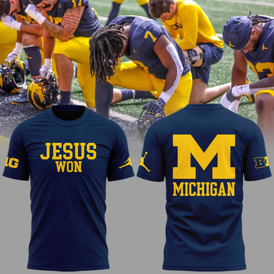 Limited Edition Michigan JESUS WON Navy T-Shirt