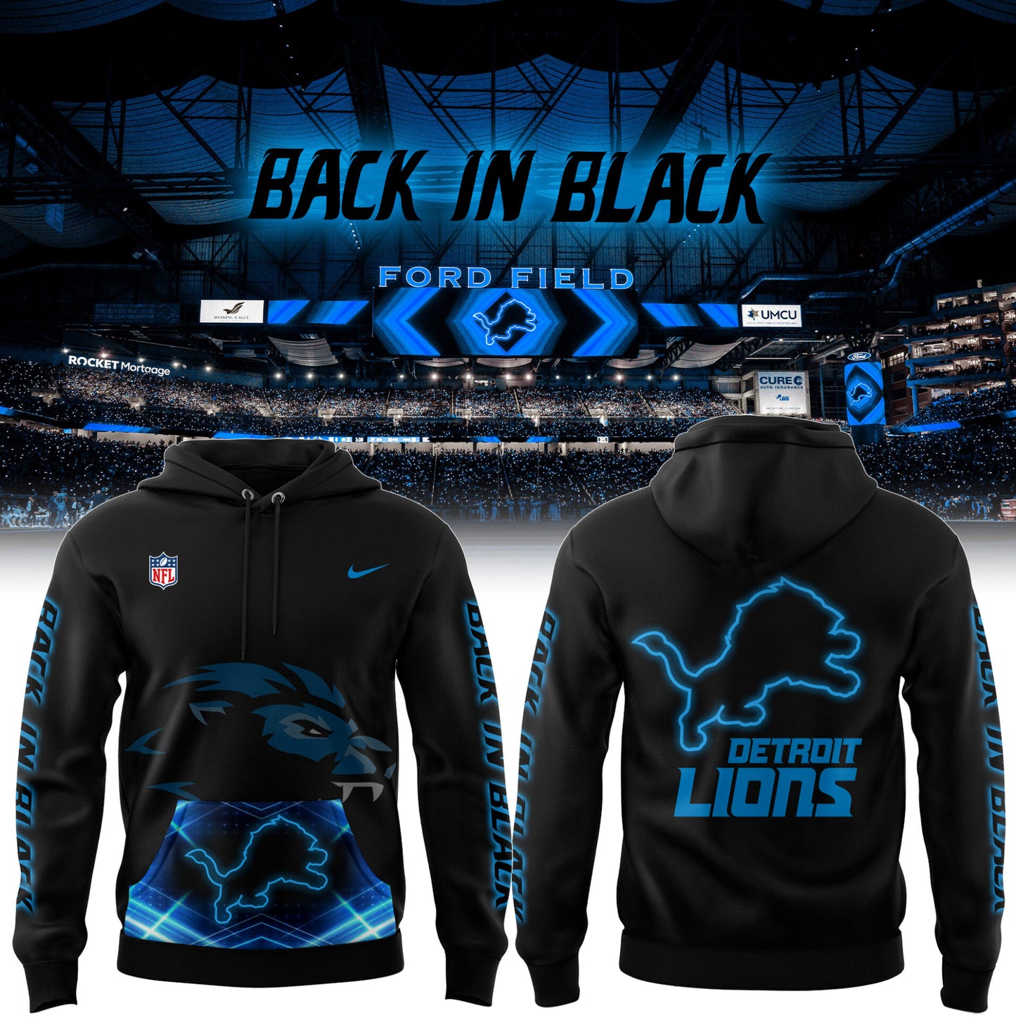 Detroit Lions 2024 Back In Black Gift For Fans Limited Edition Hoodie