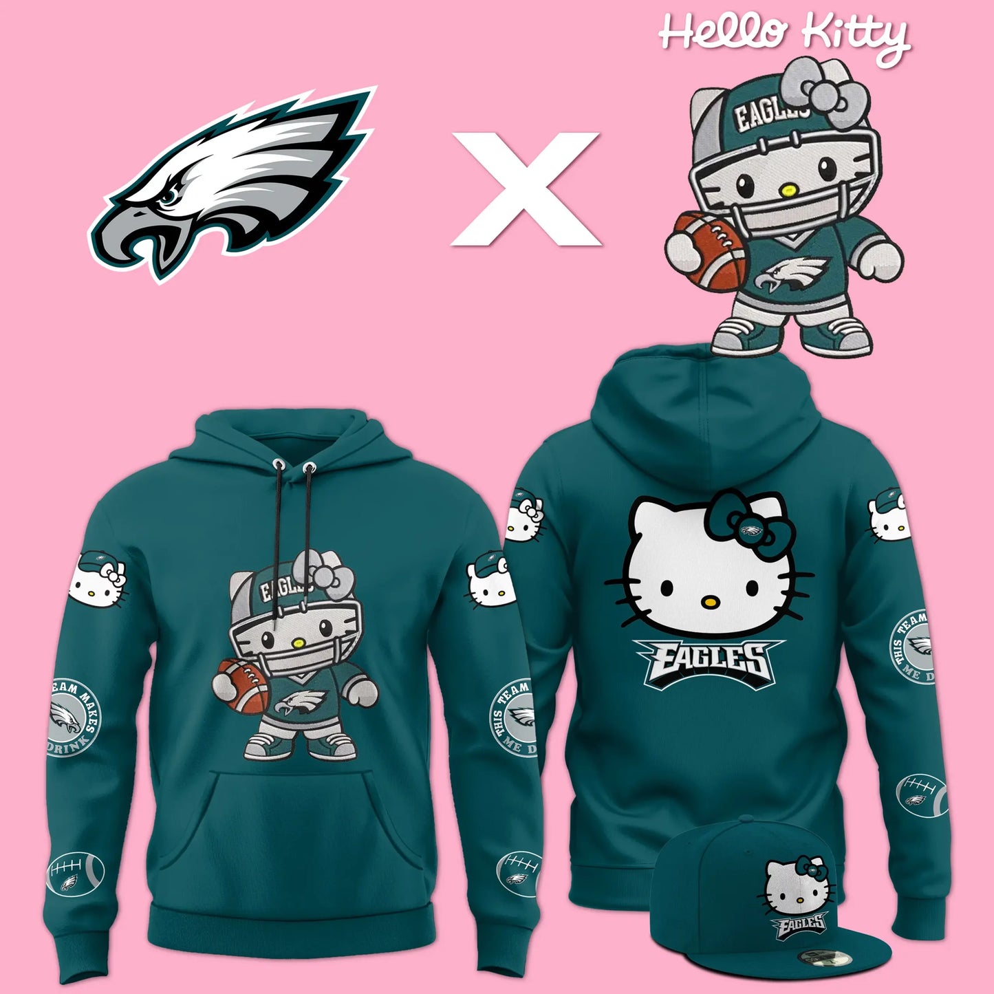 Philadelphia Eagles x Hello Kitty Hoodie 2024