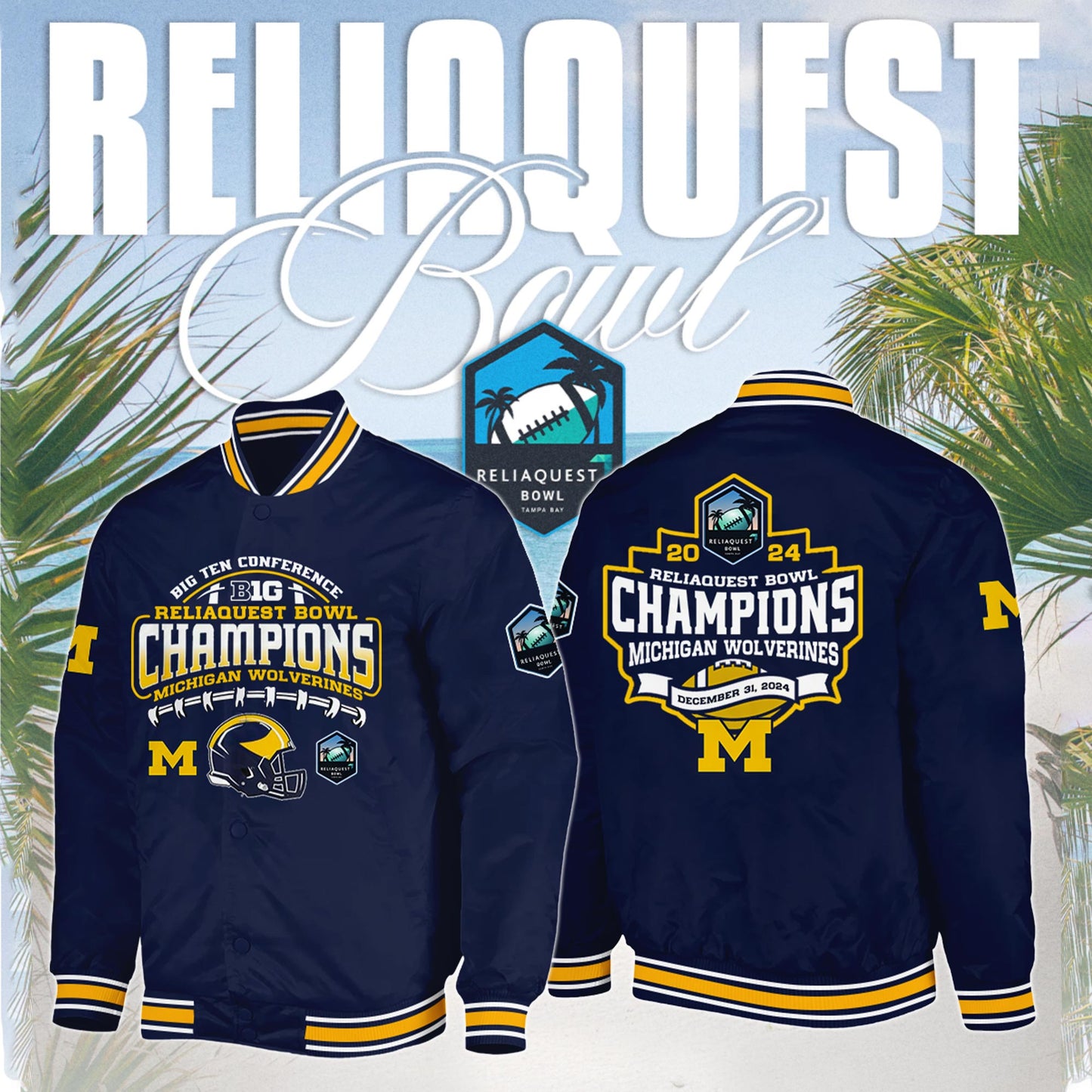 Michigan Wolverines NCAA ReliaQuest Bowl Champions Limited Edition Bomber Jacket