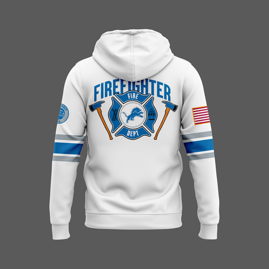 Detroit Lions x 2024 Firefighter Appreciation Night Premium Limited White Hoodie