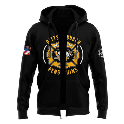 Pittsburgh Penguins x 2024 Firefighter Appreciation Night Premium Limited Pullover Zip Hoodie