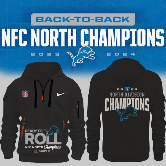 Detroit Lions NFC North Division Champions Half Zip Hoodie