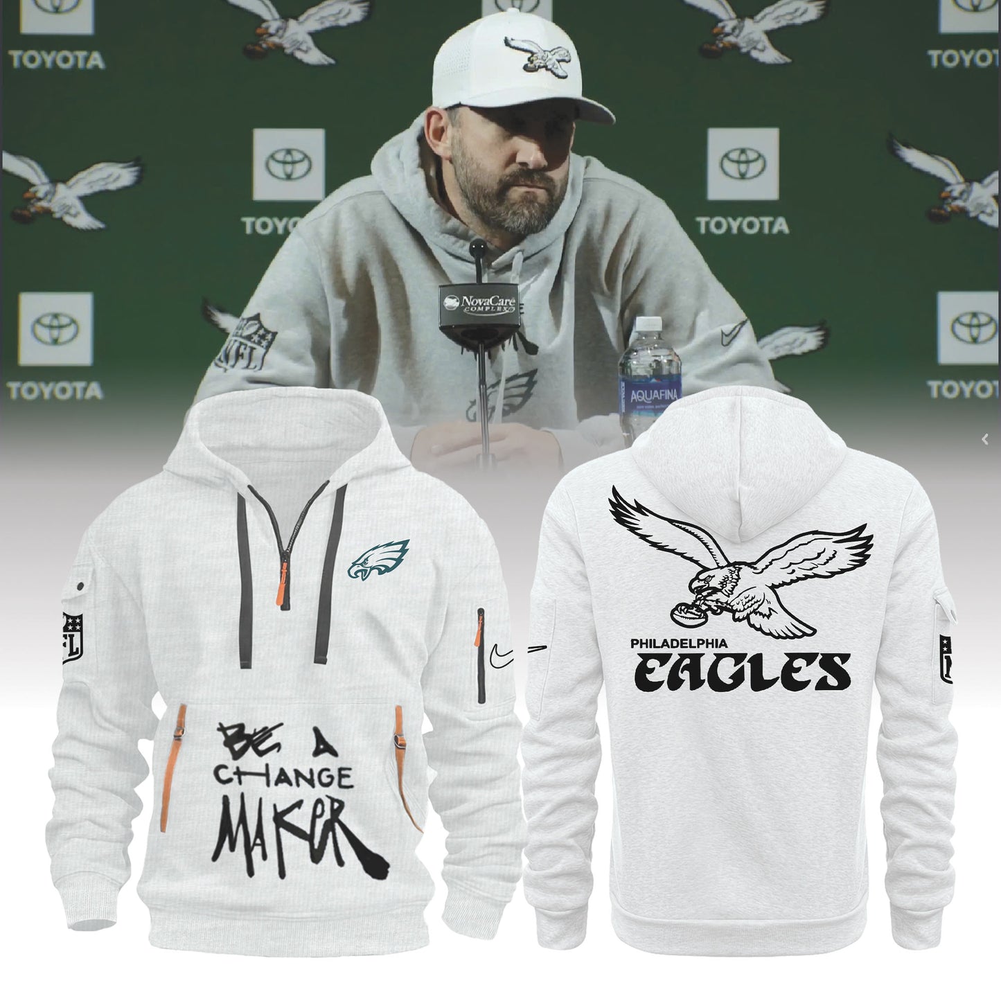 Philadelphia Eagles Inspire Change Changemaker Half Zip Hoodie