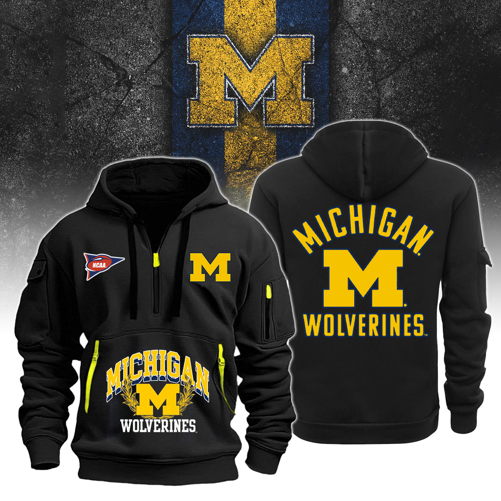 Limited Edition Michigan Wolverines Football Half Zip Hoodie