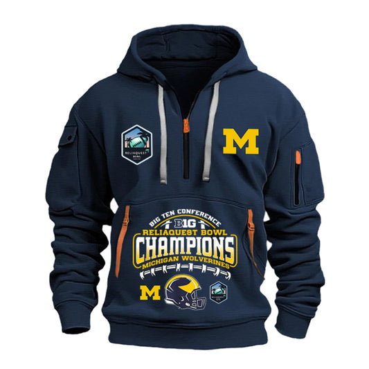 Michigan Wolverines NCAA ReliaQuest Bowl Champions Limited Edition Half Zip Hoodie