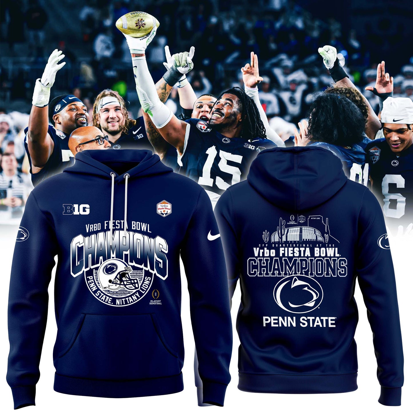 Limited Edition Penn State Nittany Lions College Football Playoff 2024 Fiesta Bowl Champions Hoodie