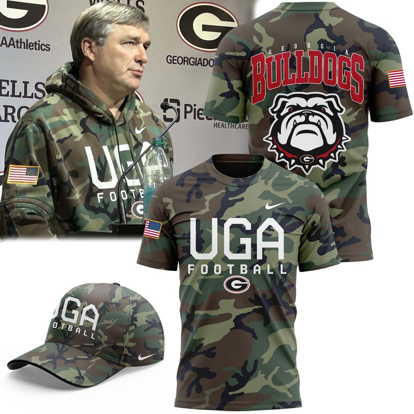 Georgia Bulldogs football Camo 2024 Salute to Service Tshirt