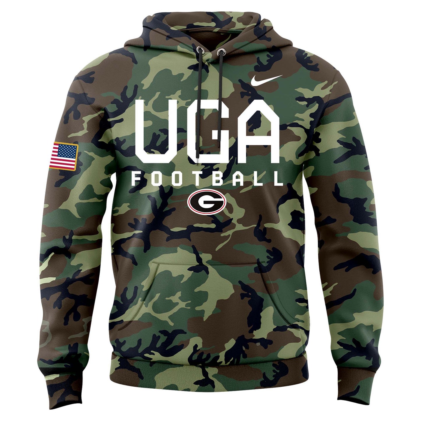 Georgia Bulldogs Football Camo 2024 Salute to Service Club Fleece Pullover Hoodie