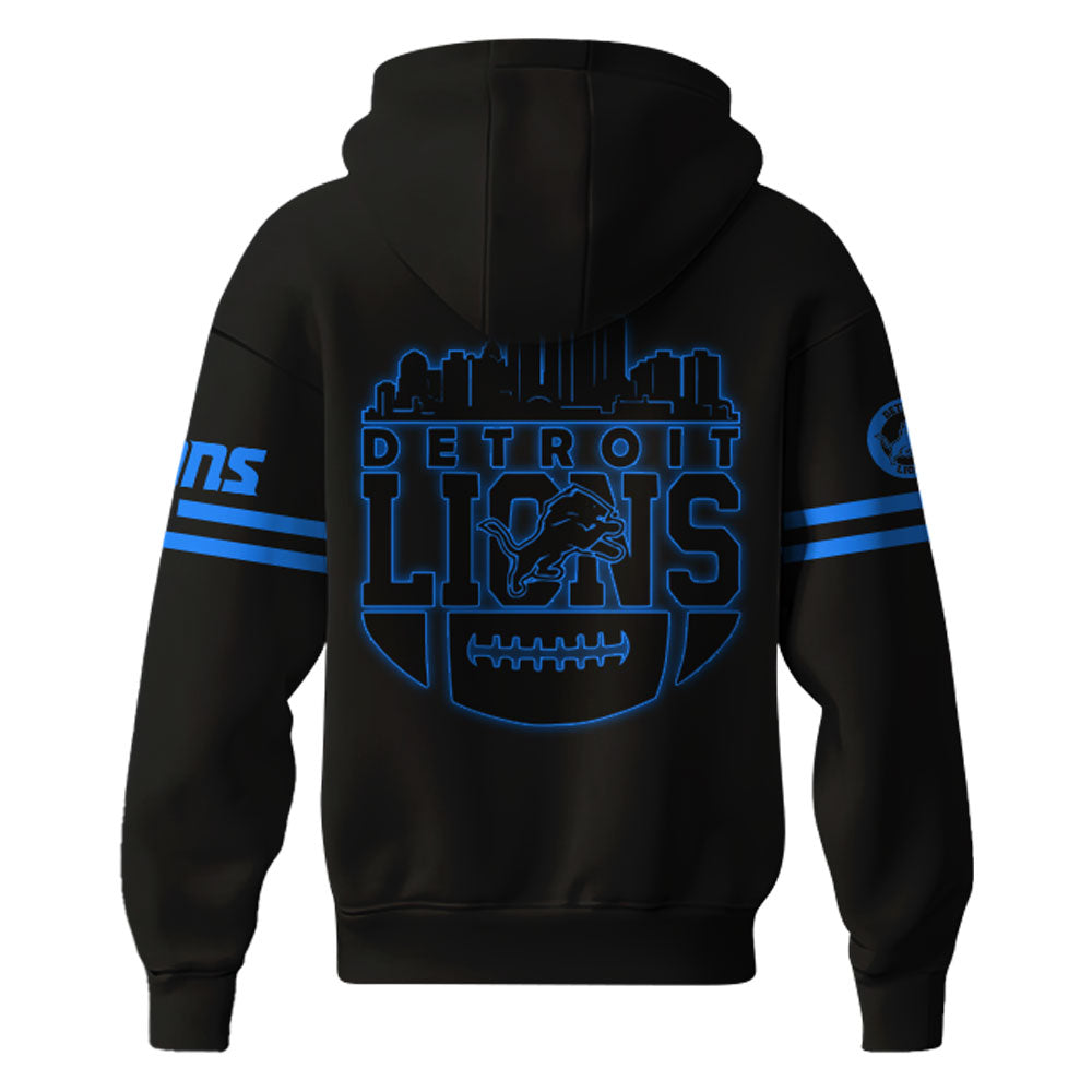 Detroit Lions Back In Black NFL Limited Edition Zip Hoodie 2024